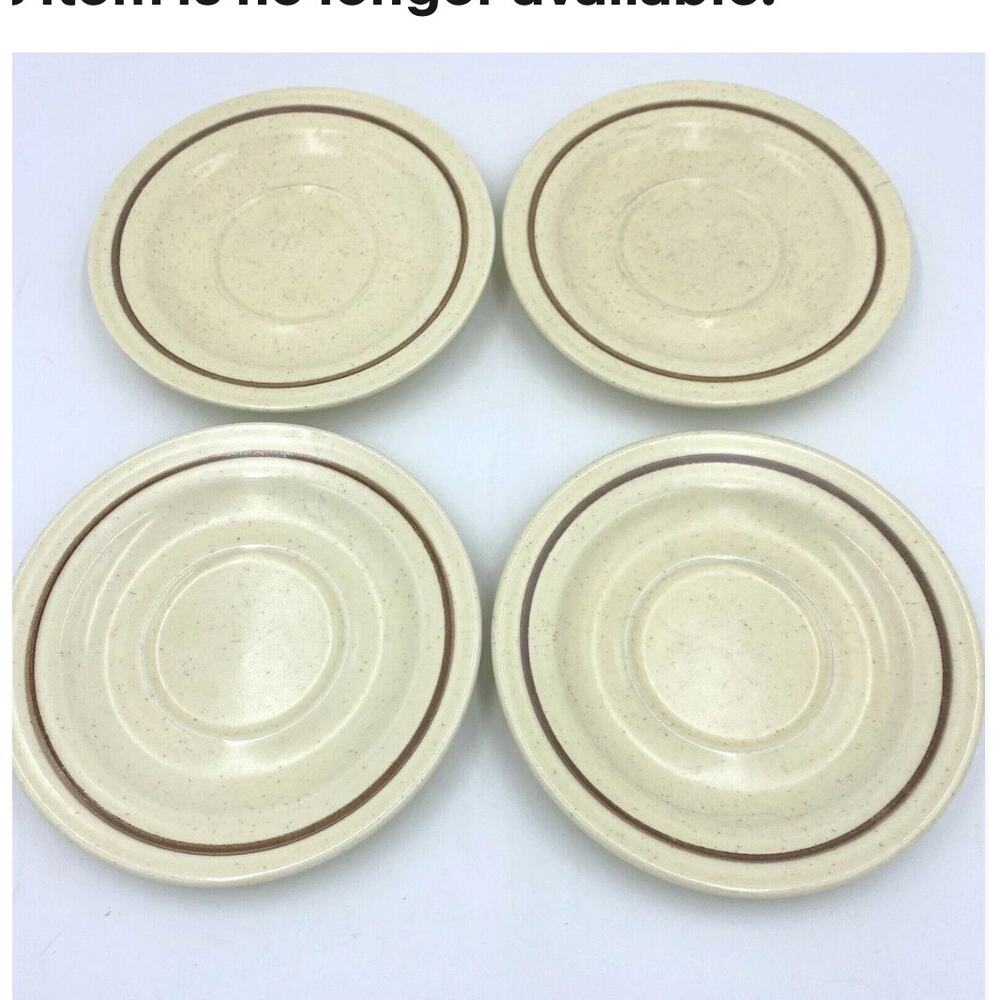 4 Vintage 1977 Homer Laughlin Saucers Brown tan
